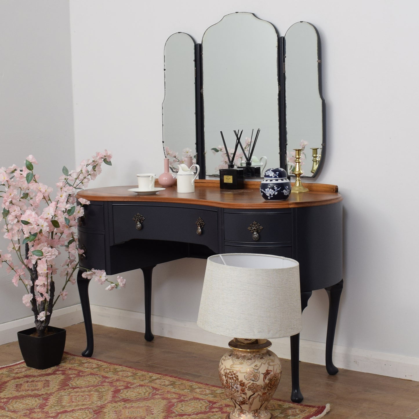 Painted Walnut Veneer Dressing Table