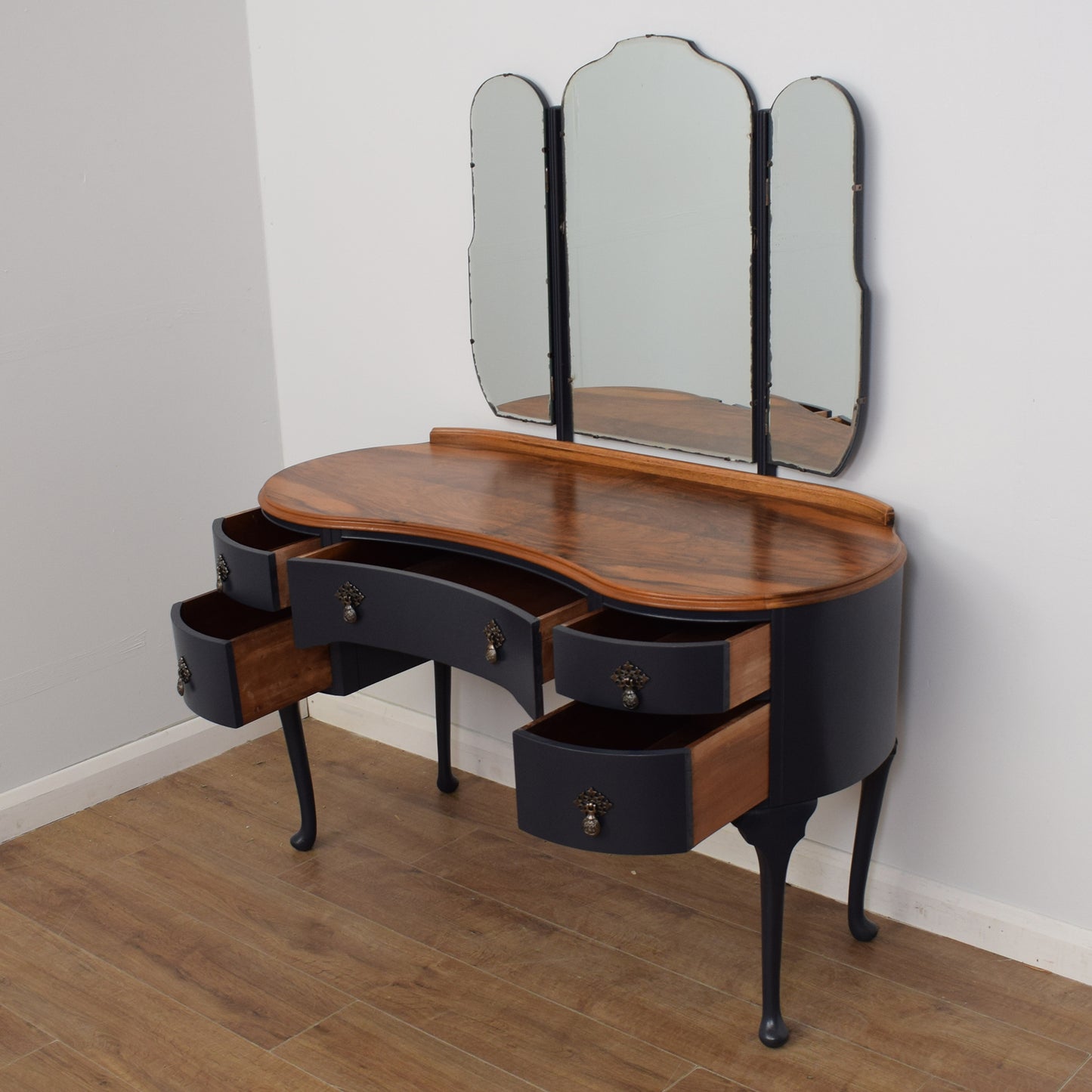 Painted Walnut Veneer Dressing Table