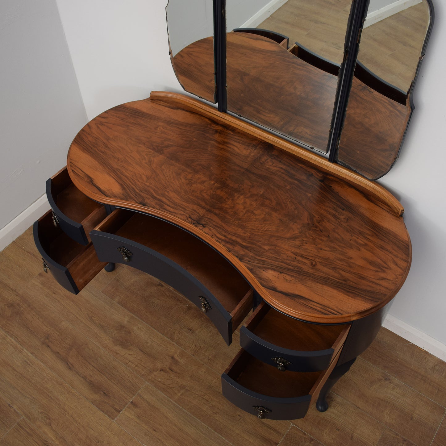 Painted Walnut Veneer Dressing Table