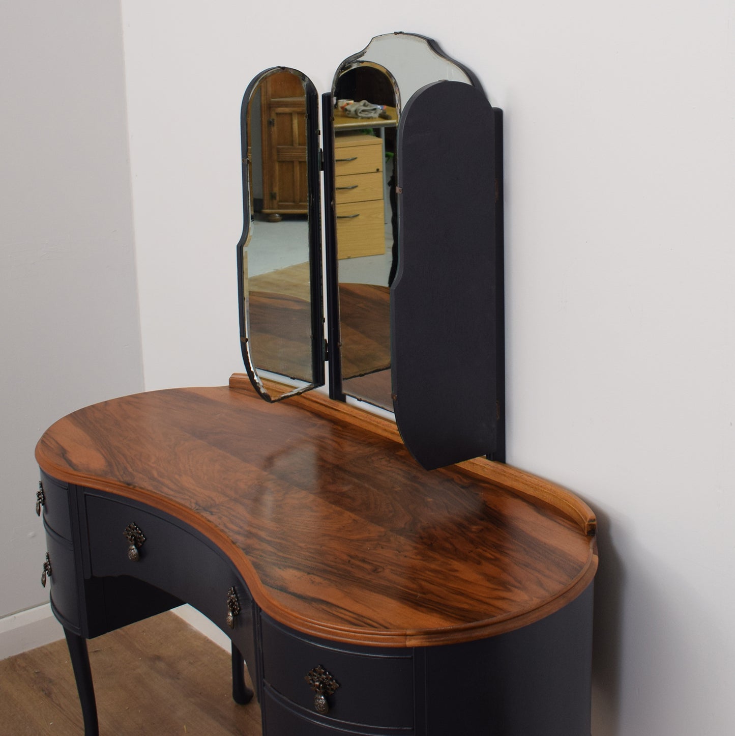 Painted Walnut Veneer Dressing Table