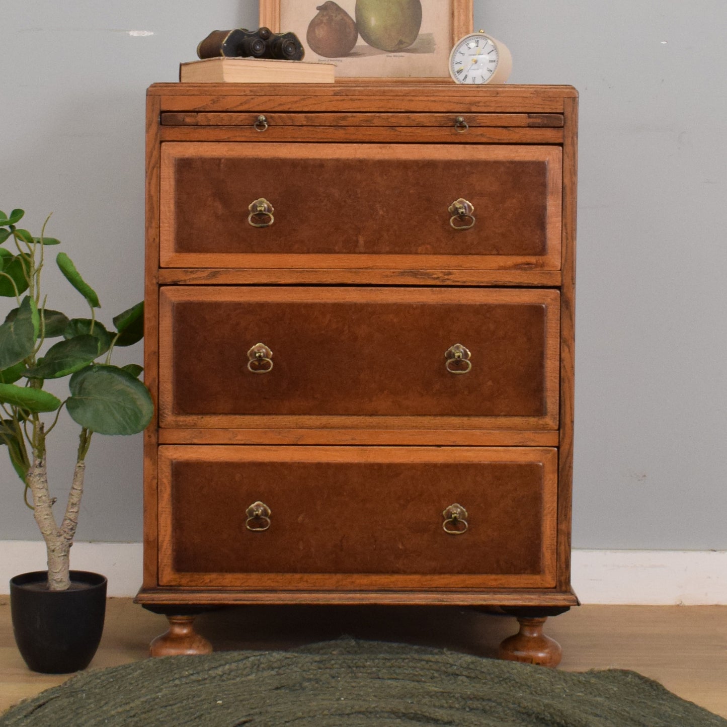 Oak and Walnut Chest of Drawers
