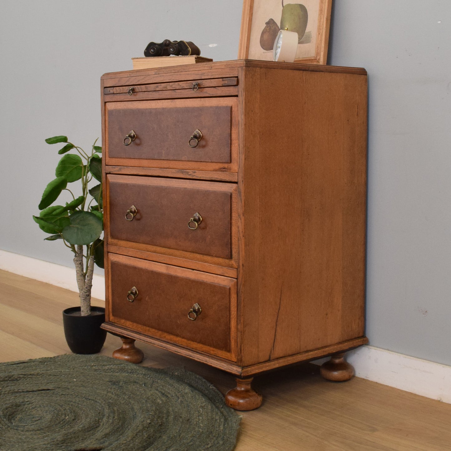 Oak and Walnut Chest of Drawers