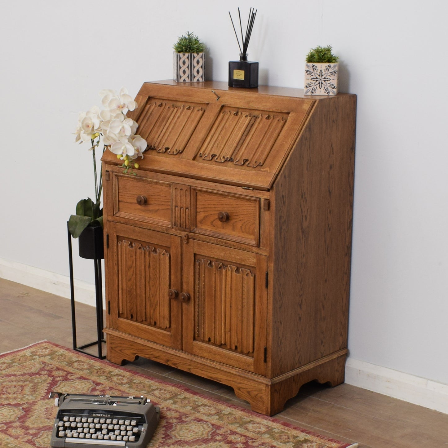Restored Oak Linenfold Bureau