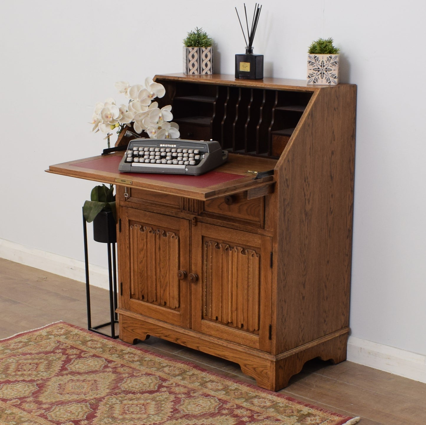 Restored Oak Linenfold Bureau
