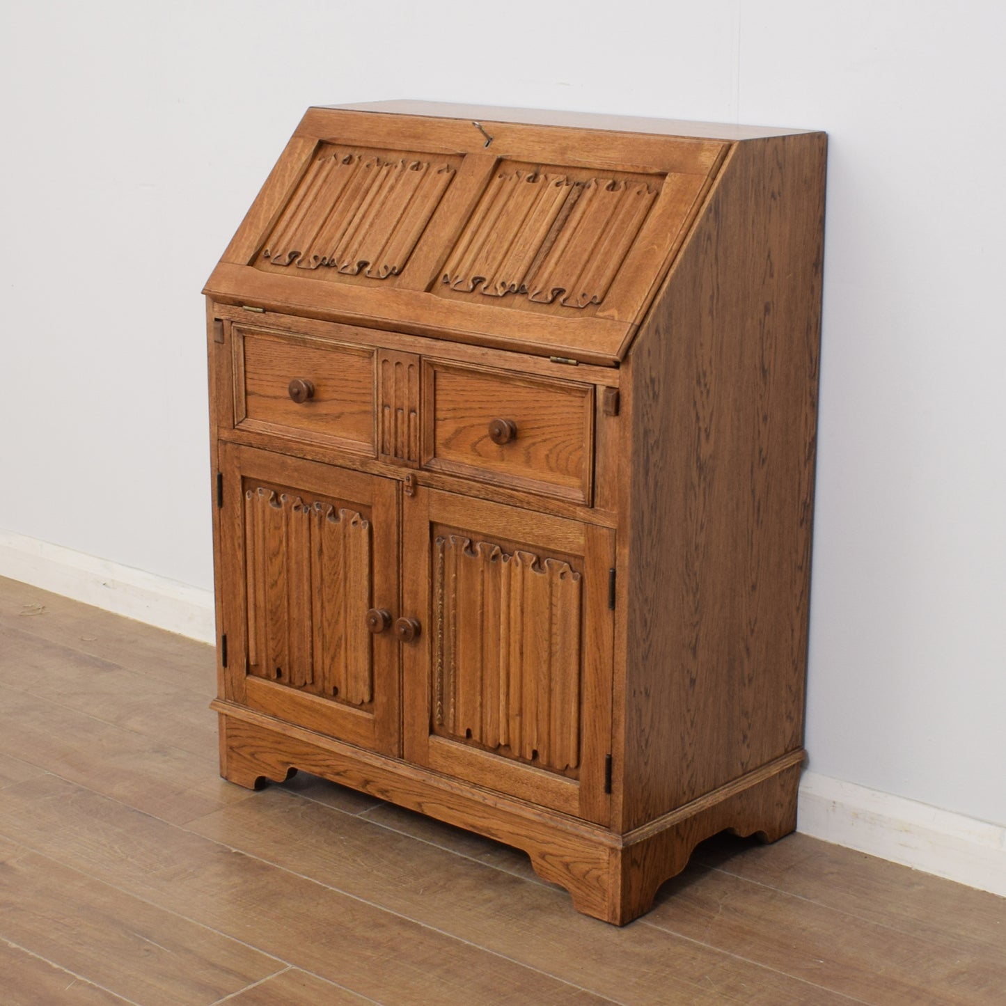 Restored Oak Linenfold Bureau