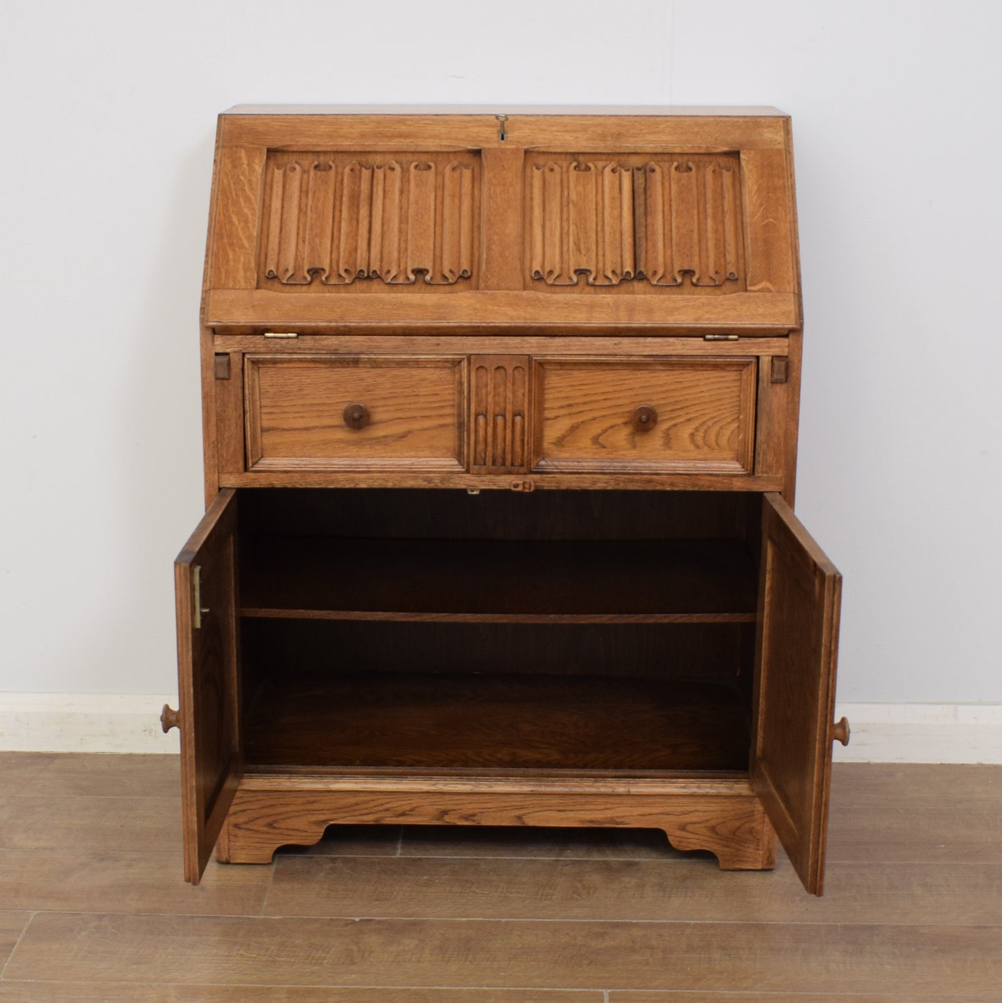 Restored Oak Linenfold Bureau