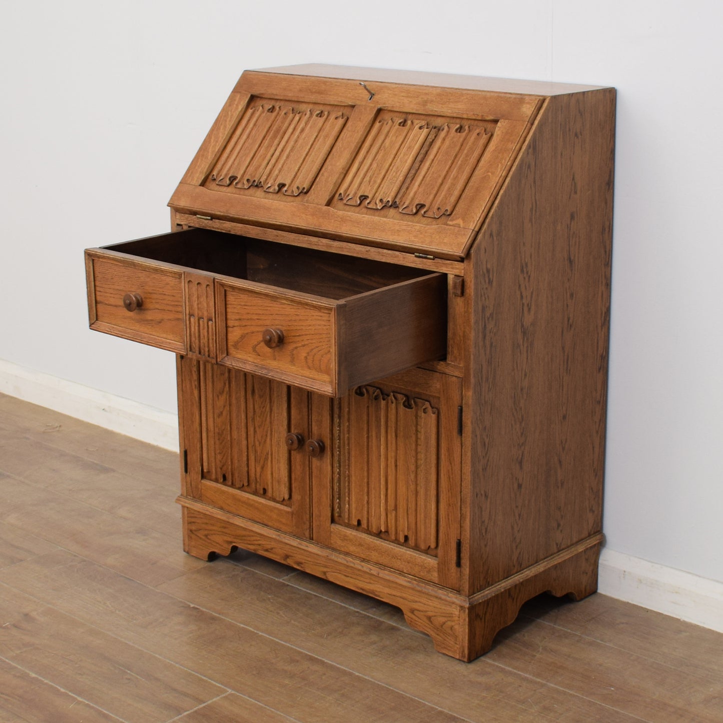 Restored Oak Linenfold Bureau