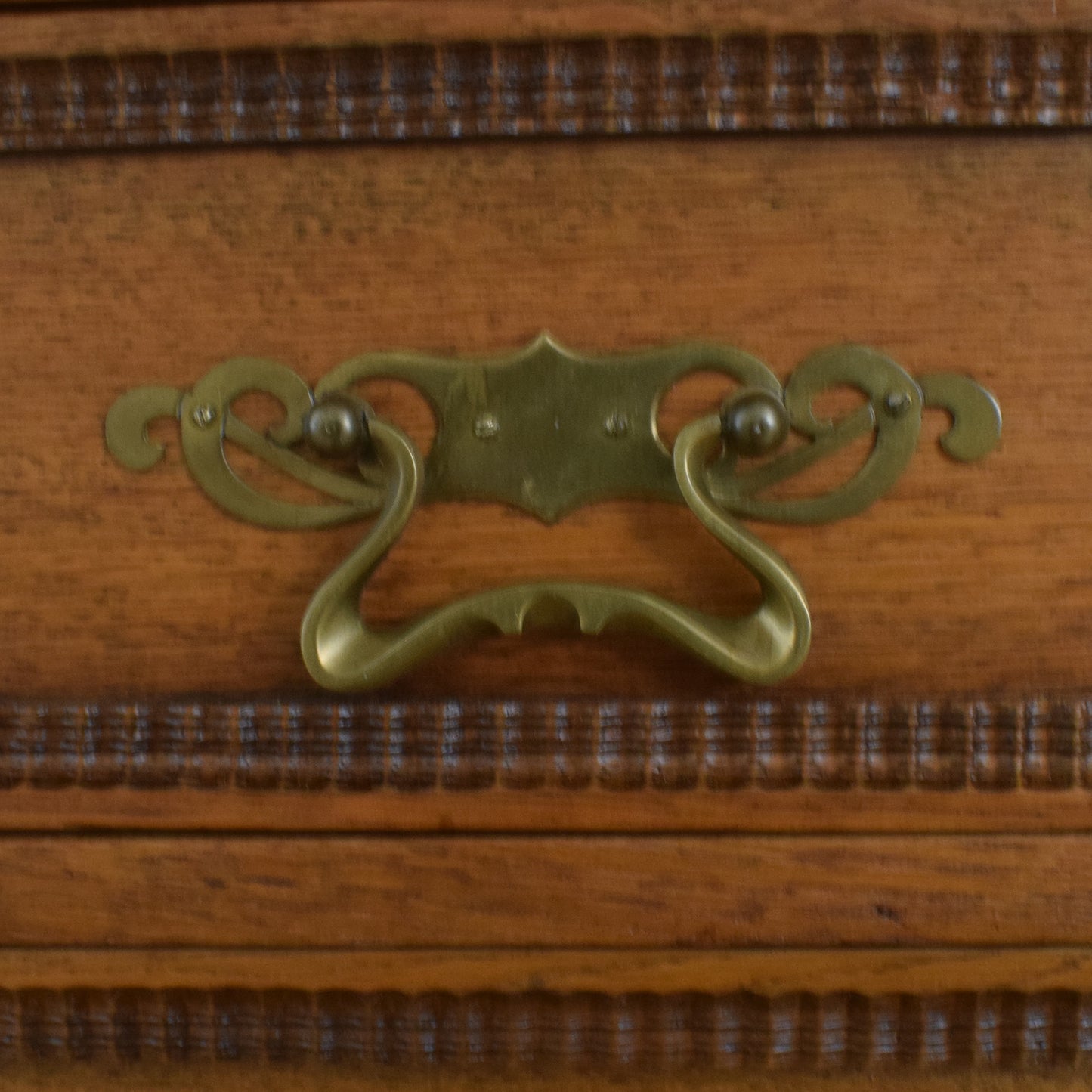 Large Solid Oak Carved Dresser
