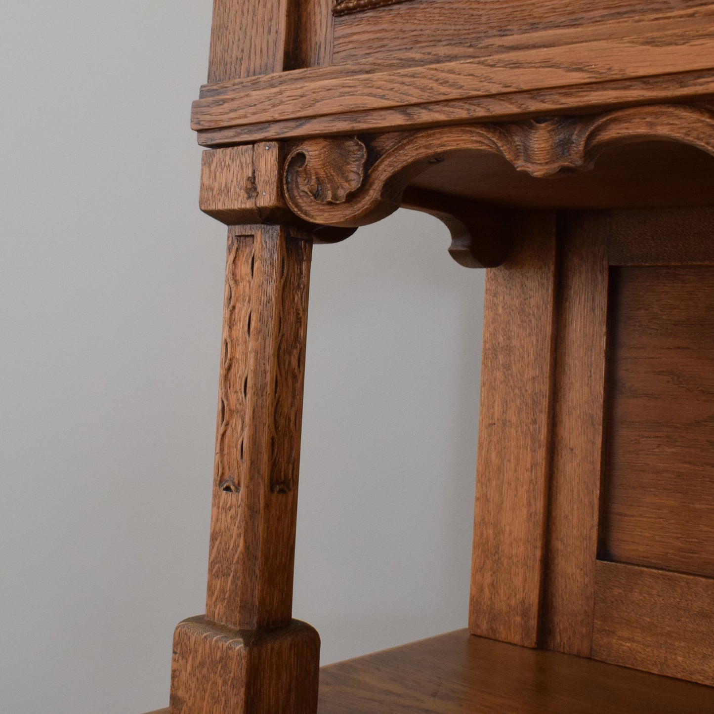 Large Solid Oak Carved Dresser