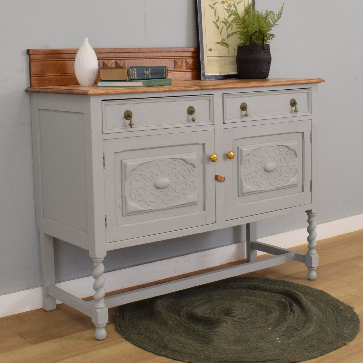 Rustic Painted Oak Sideboard