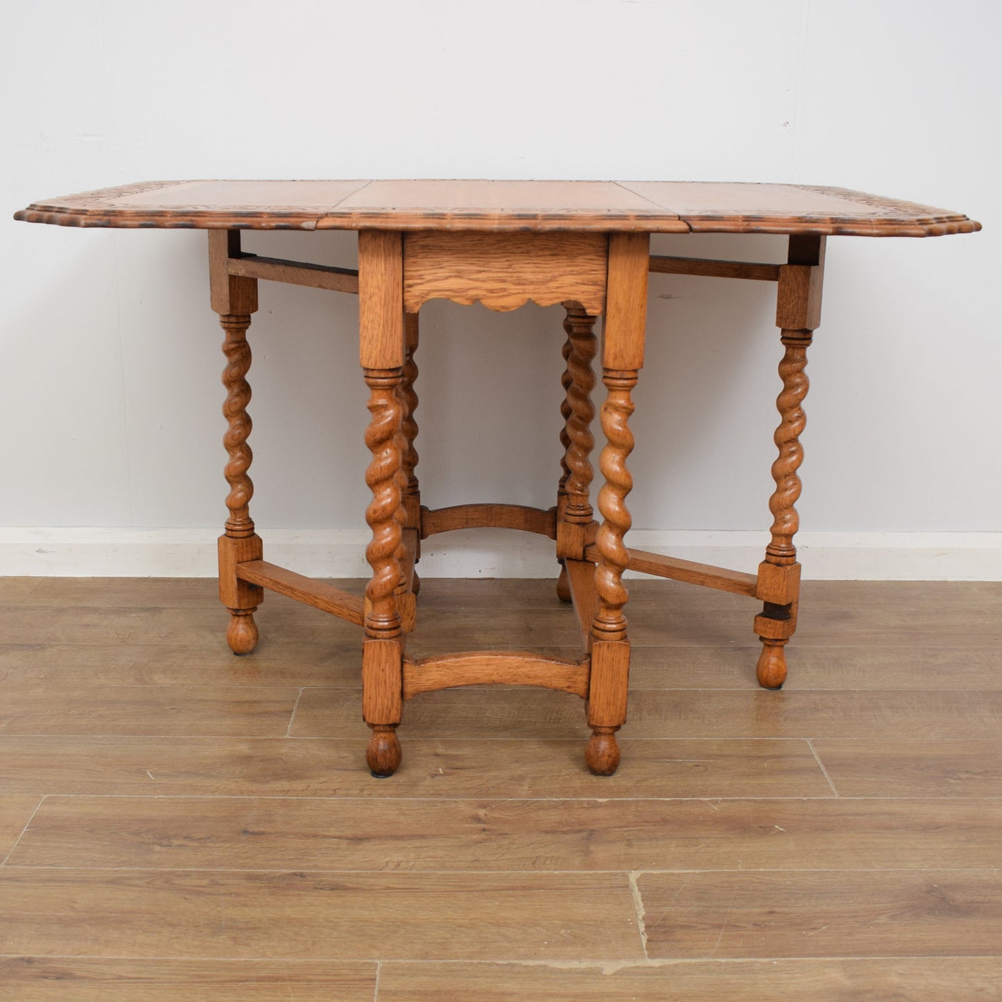 Carved Oak Drop Leaf Table