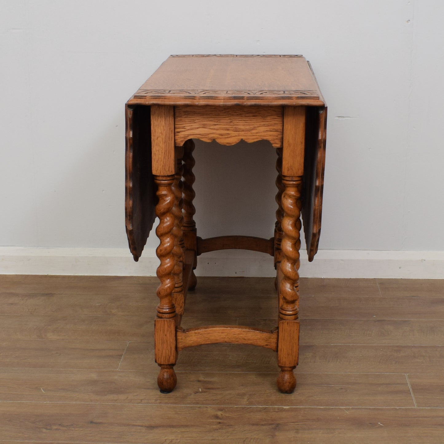 Carved Oak Drop Leaf Table