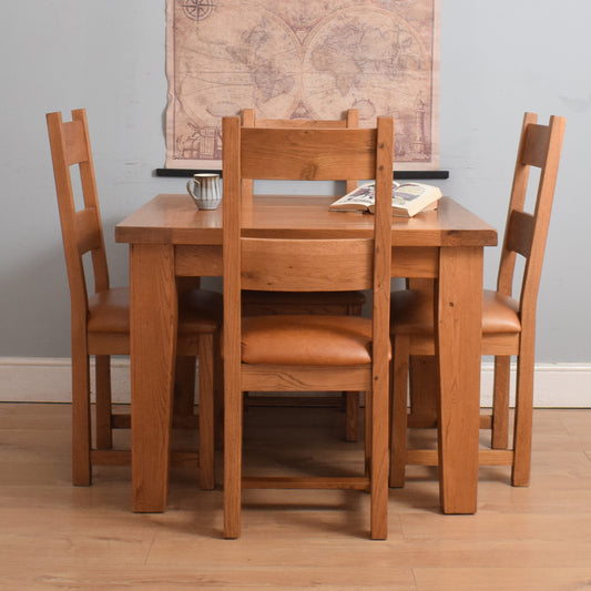 Solid Oak Table and Four Chairs