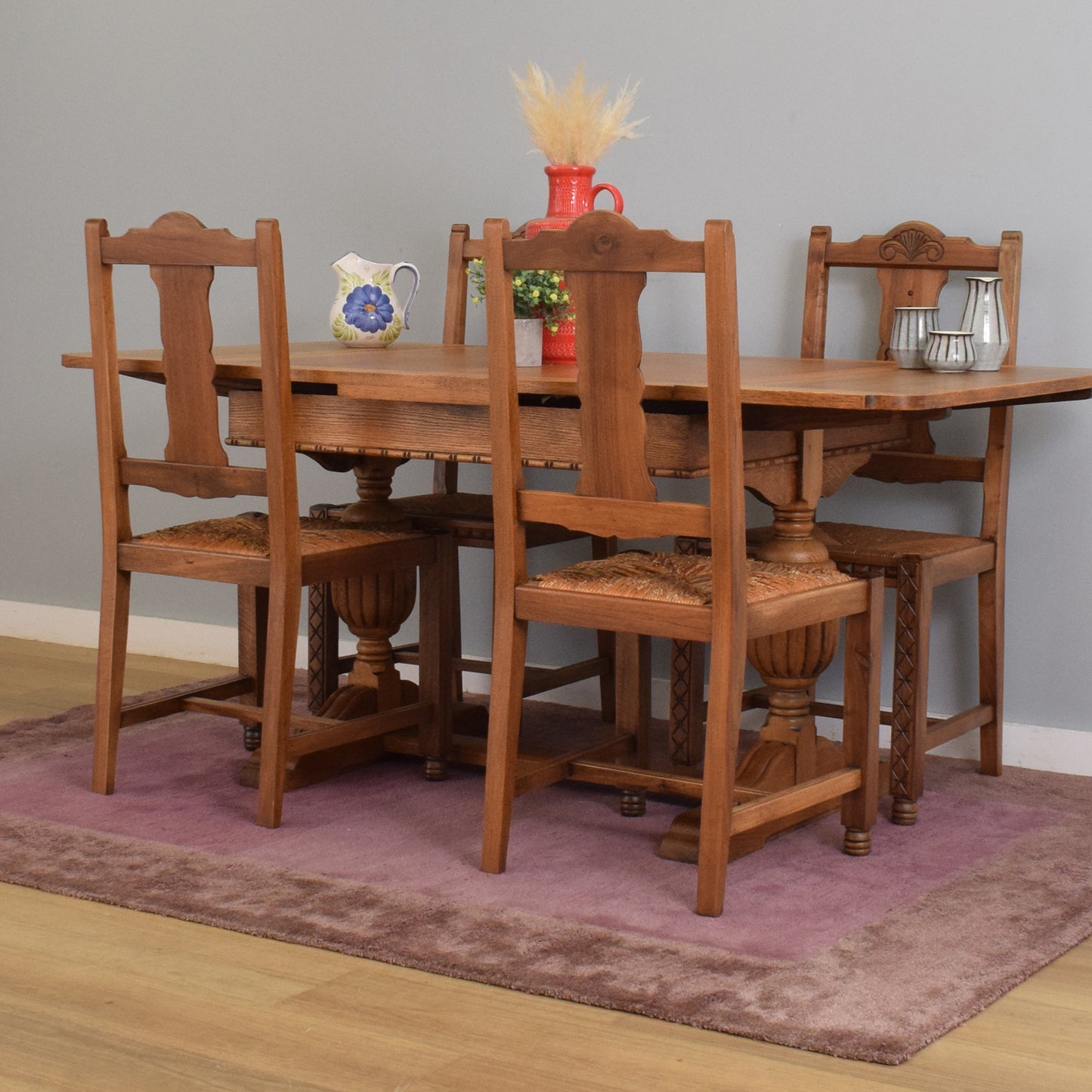 Restored Draw-Leaf Table and Four Chairs