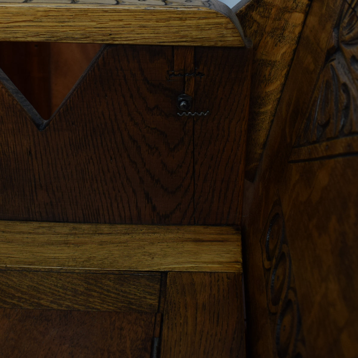 Carved Oak Monks Bench