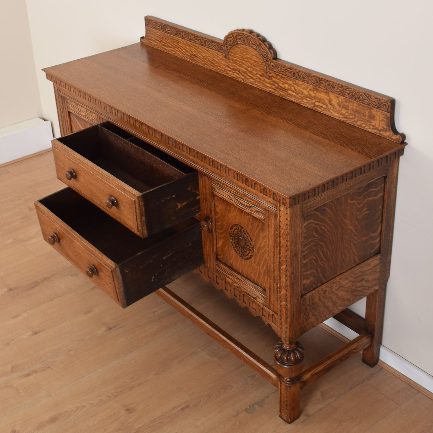 Large Solid Oak Vintage Sideboard