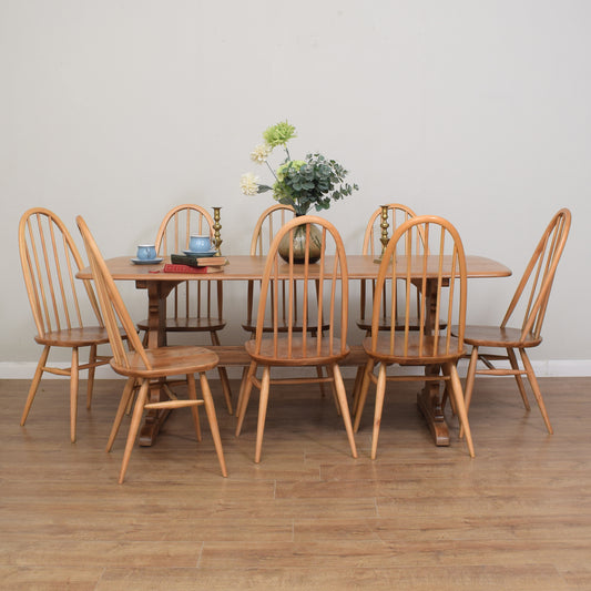 Restored Ercol Table And Eight Chairs