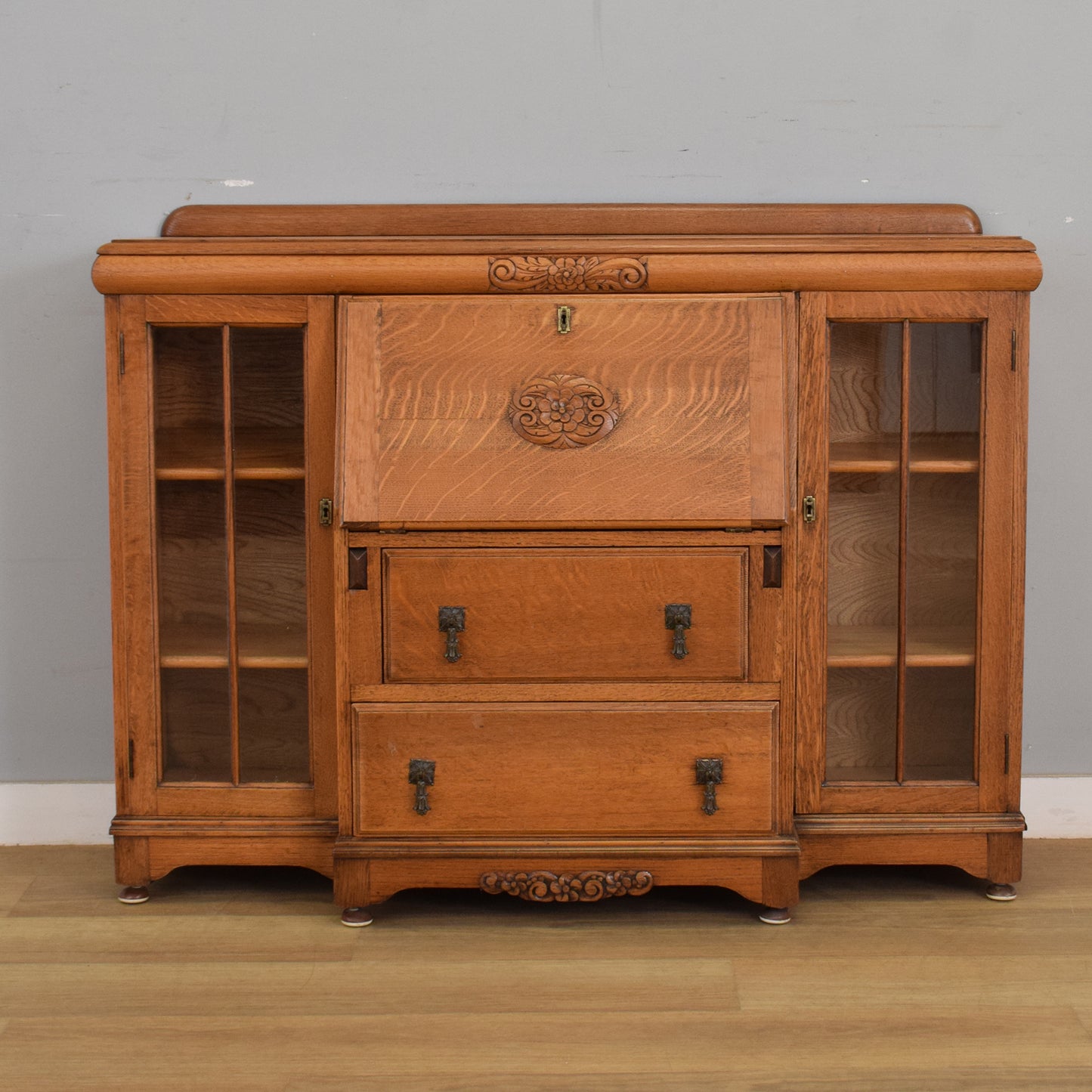 Oak Side-by-Side Bureau Bookcase