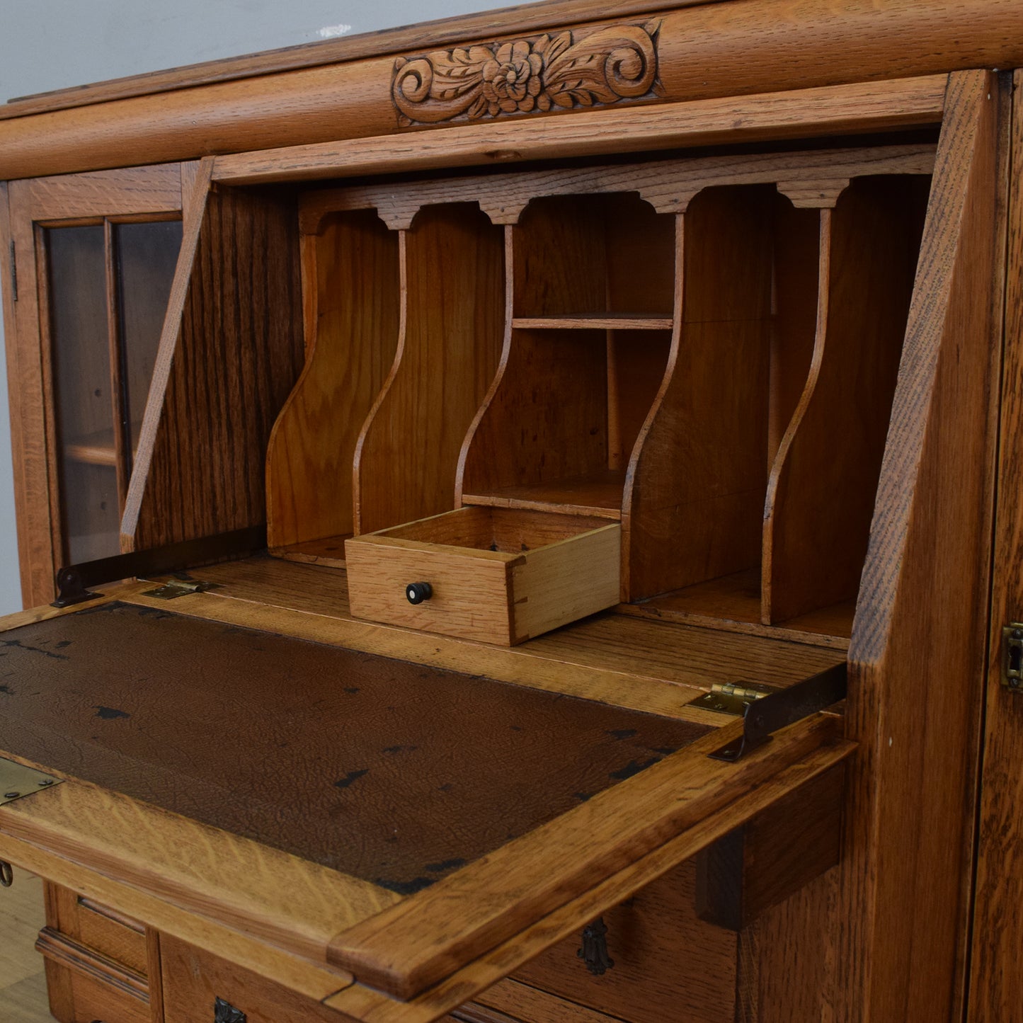 Oak Side-by-Side Bureau Bookcase