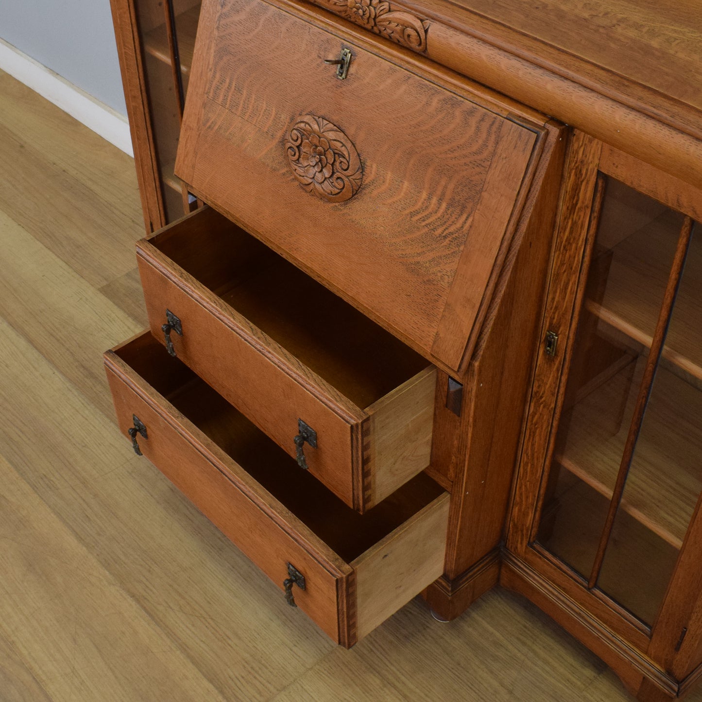 Oak Side-by-Side Bureau Bookcase