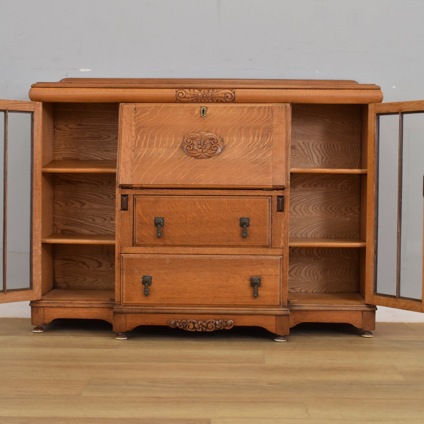 Oak Side-by-Side Bureau Bookcase