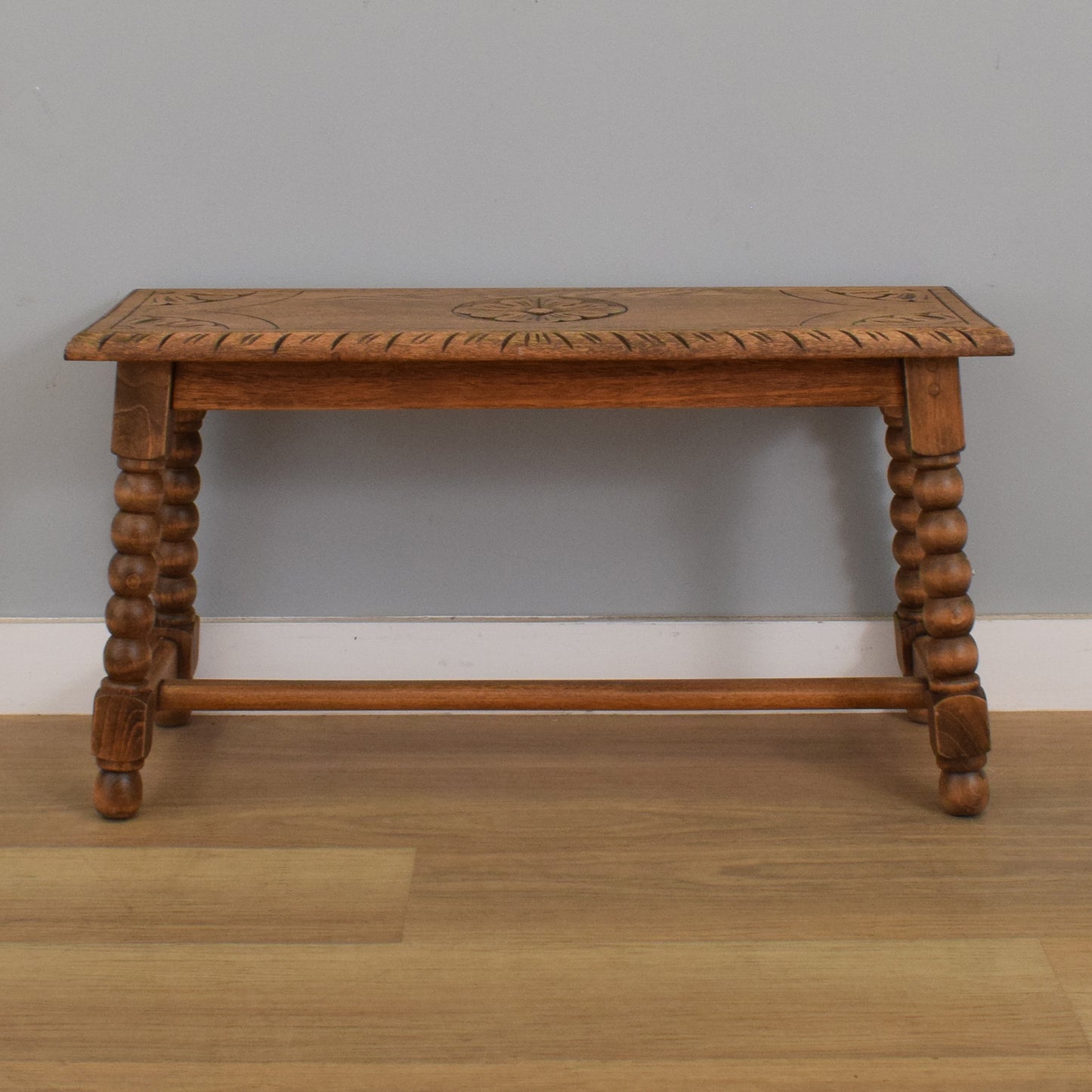 Small Oak Carved Table/Bench