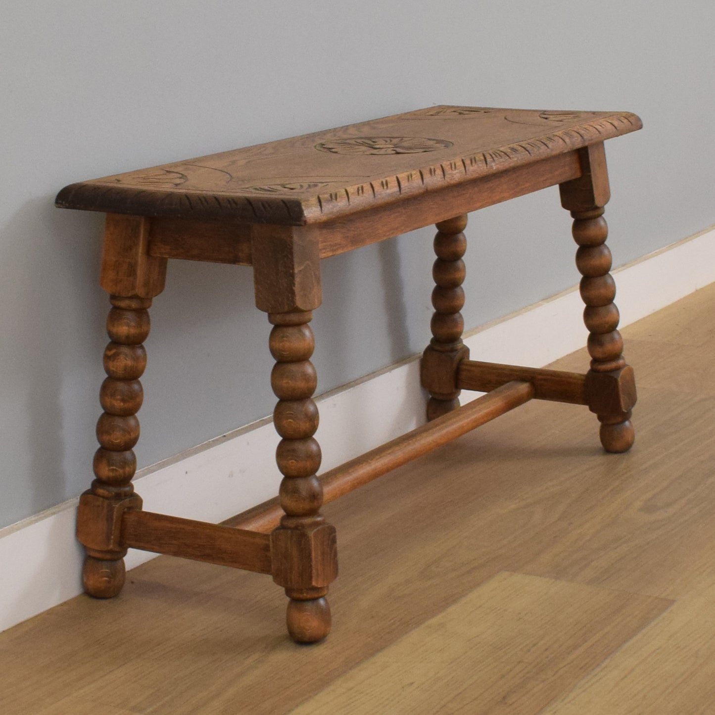 Small Oak Carved Table/Bench