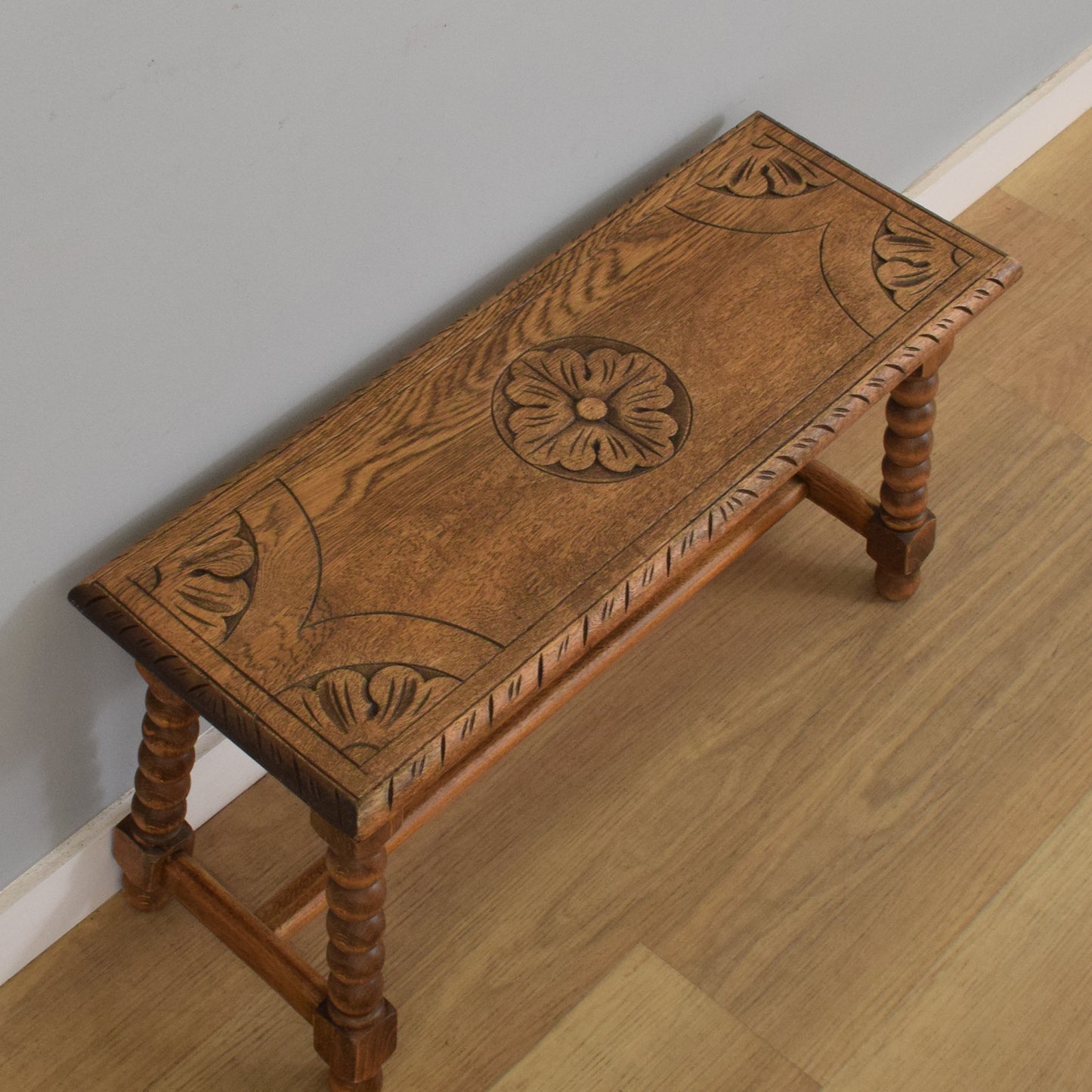 Small Oak Carved Table/Bench