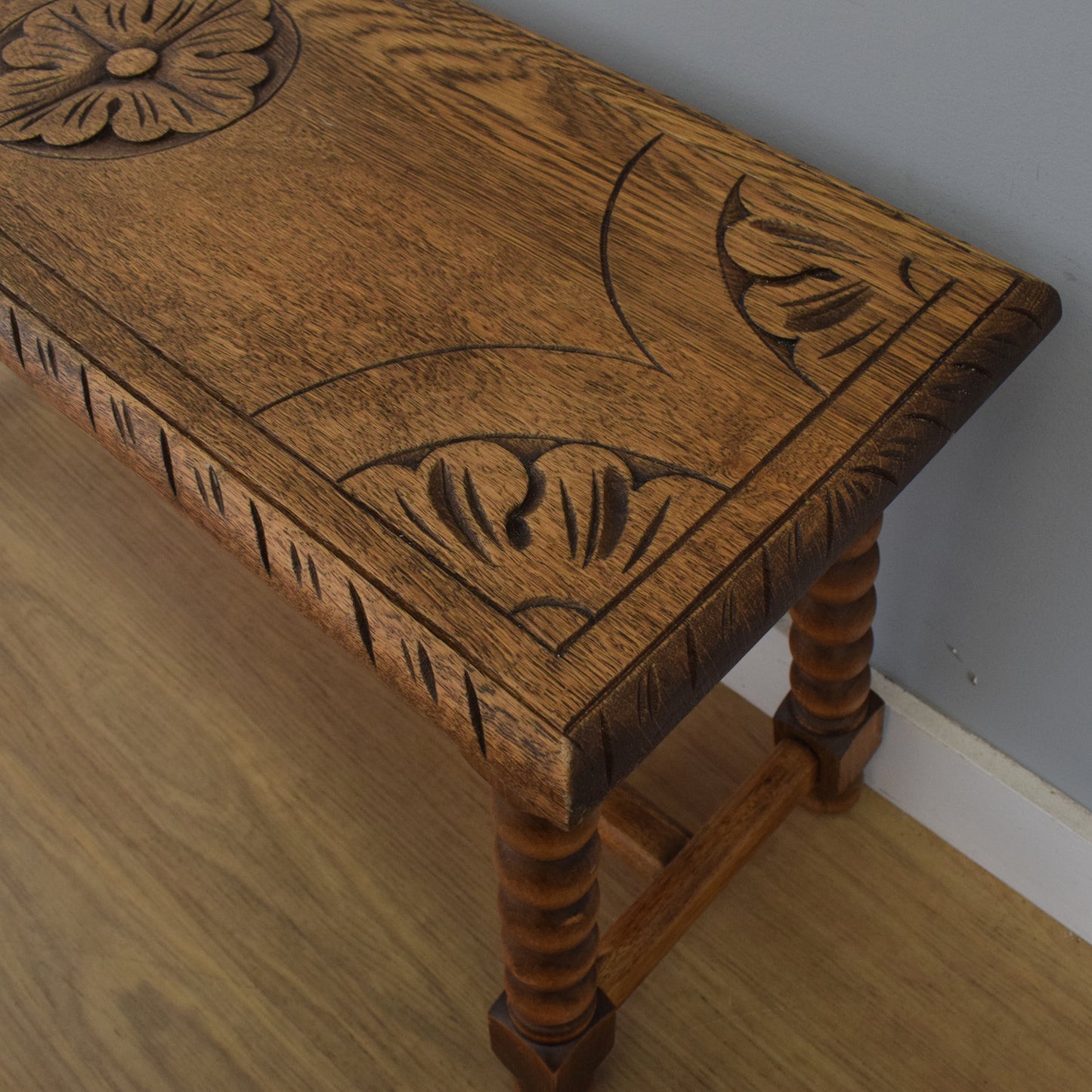 Small Oak Carved Table/Bench