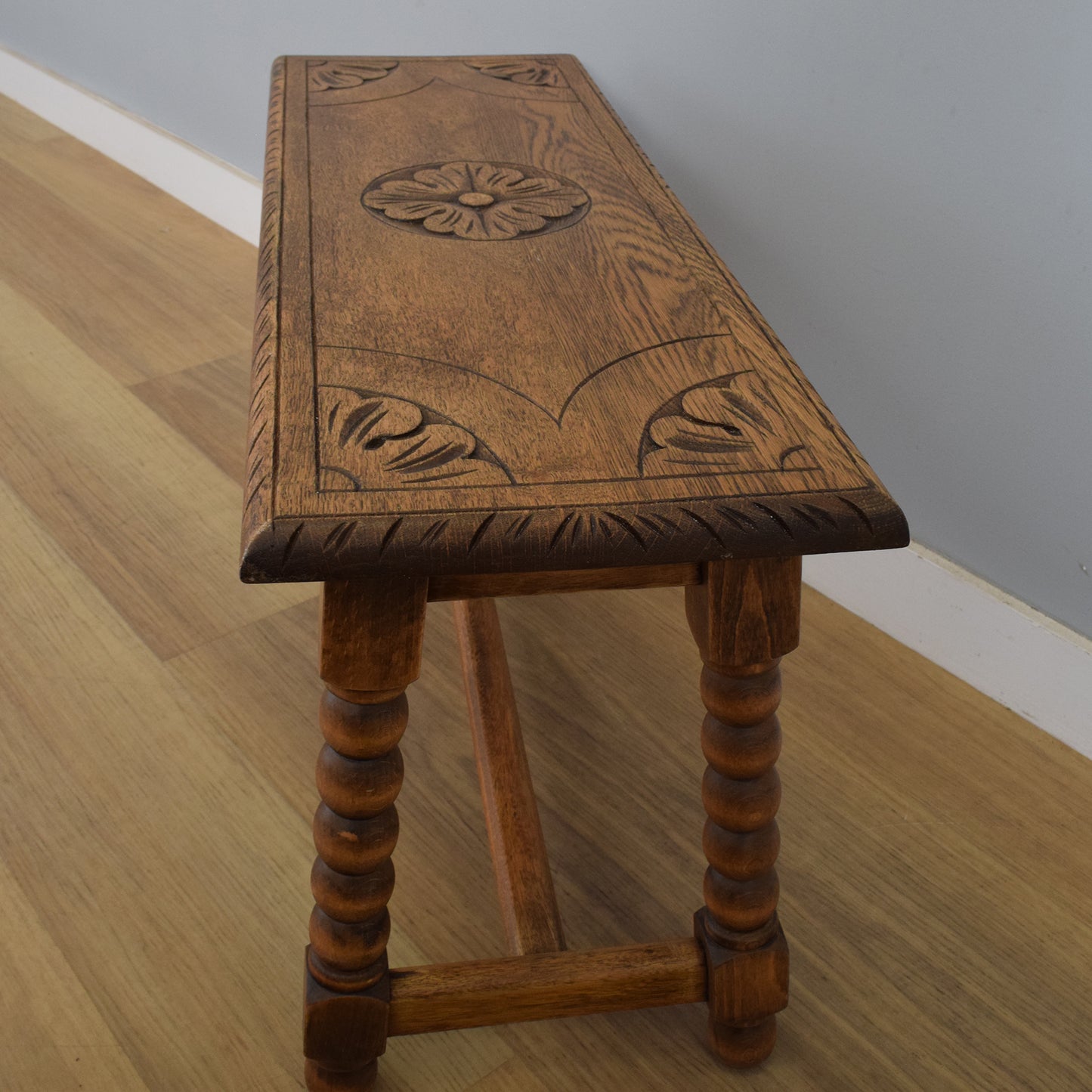 Small Oak Carved Table/Bench
