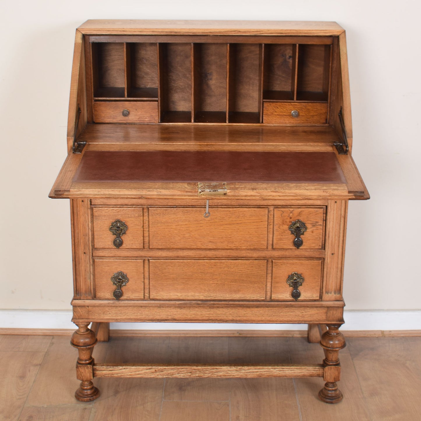 Ornate Carved Oak Bureau