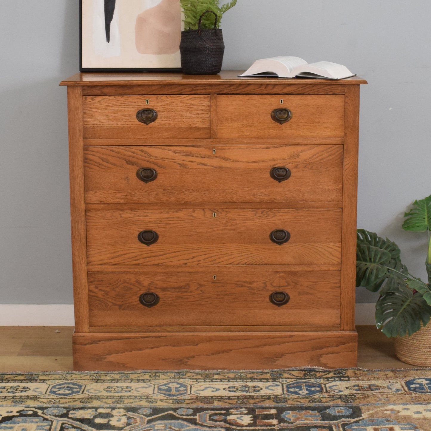 Large Robust Oak Chest of Drawers