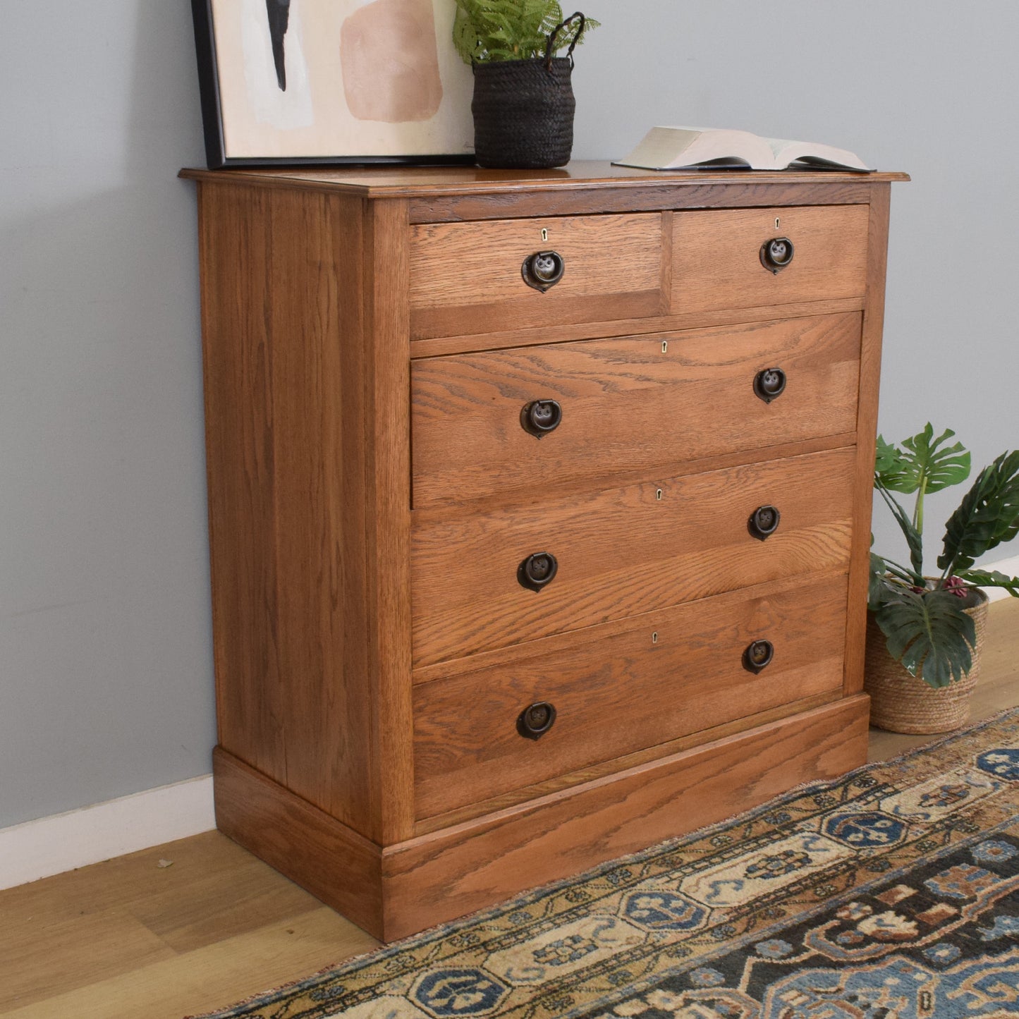 Large Robust Oak Chest of Drawers