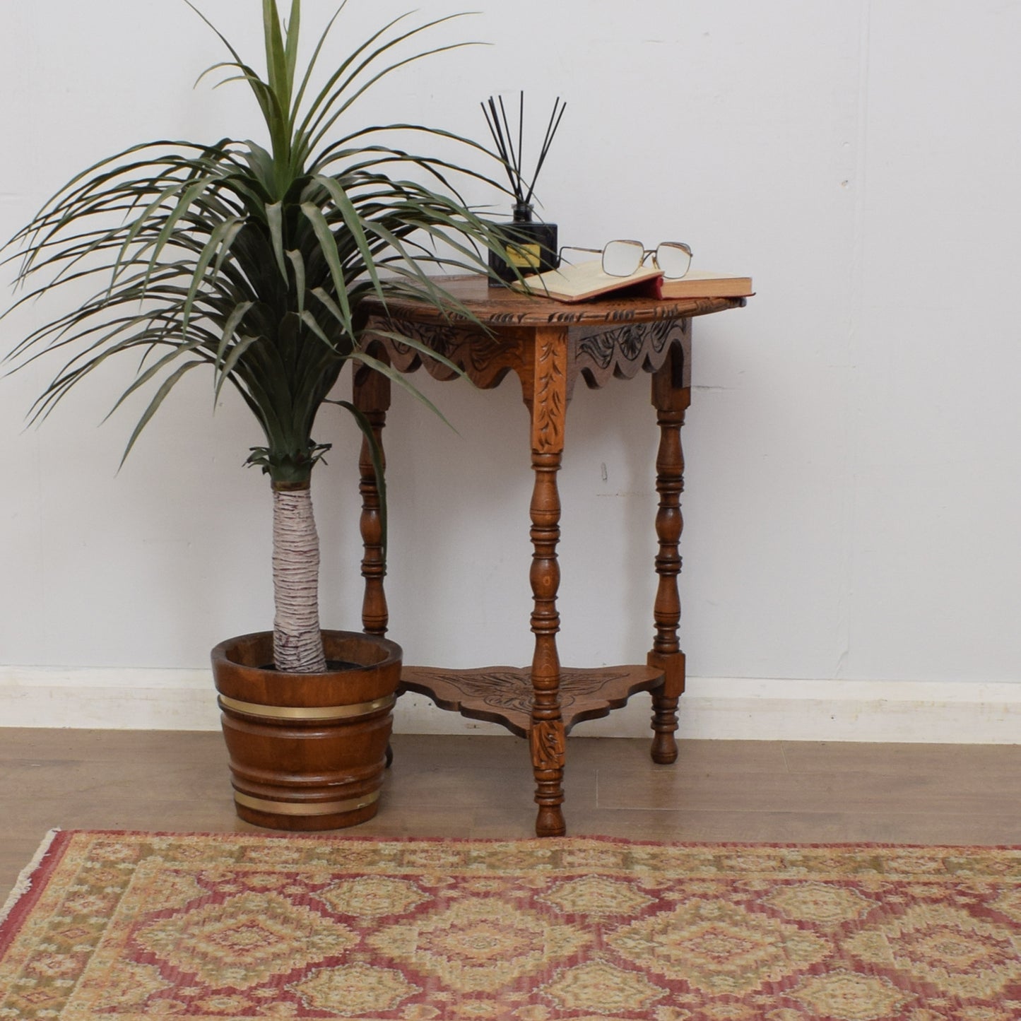 Carved Swivel-Top Side Table