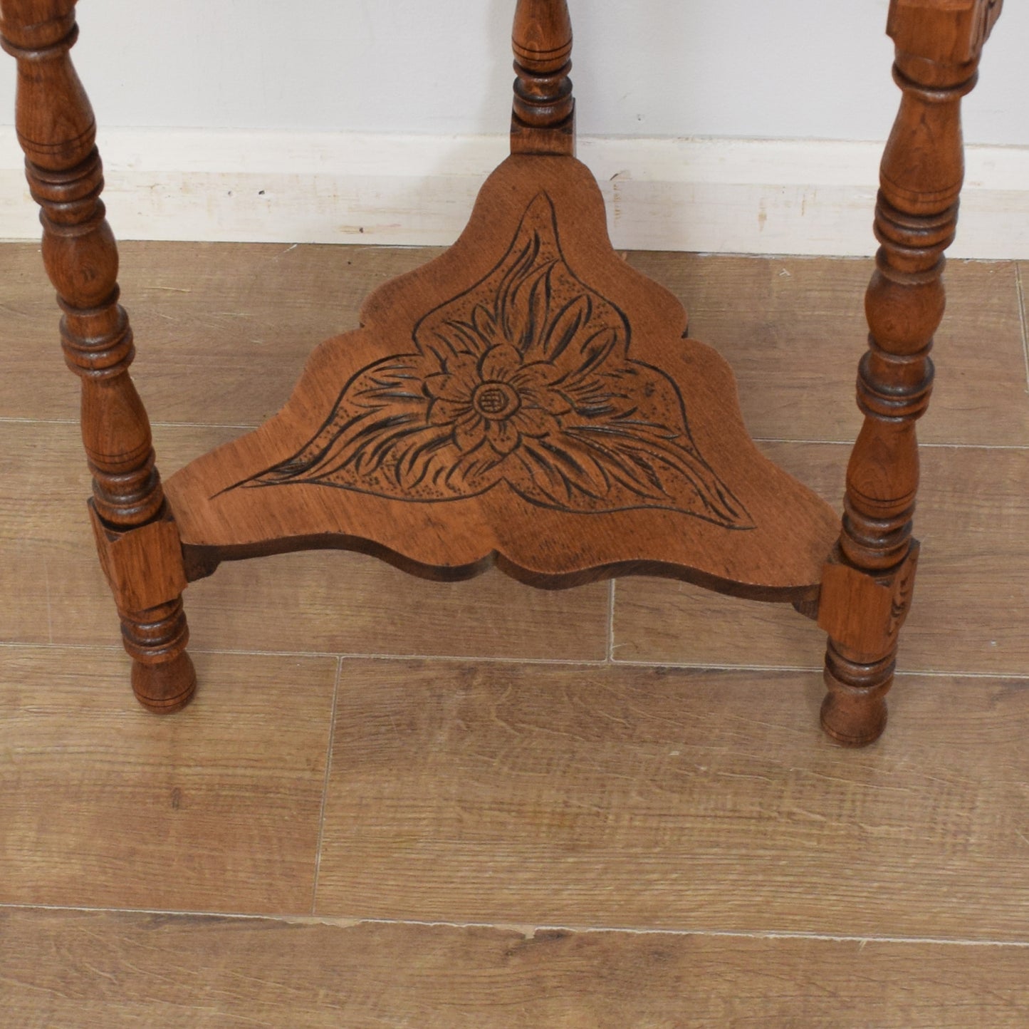 Carved Swivel-Top Side Table