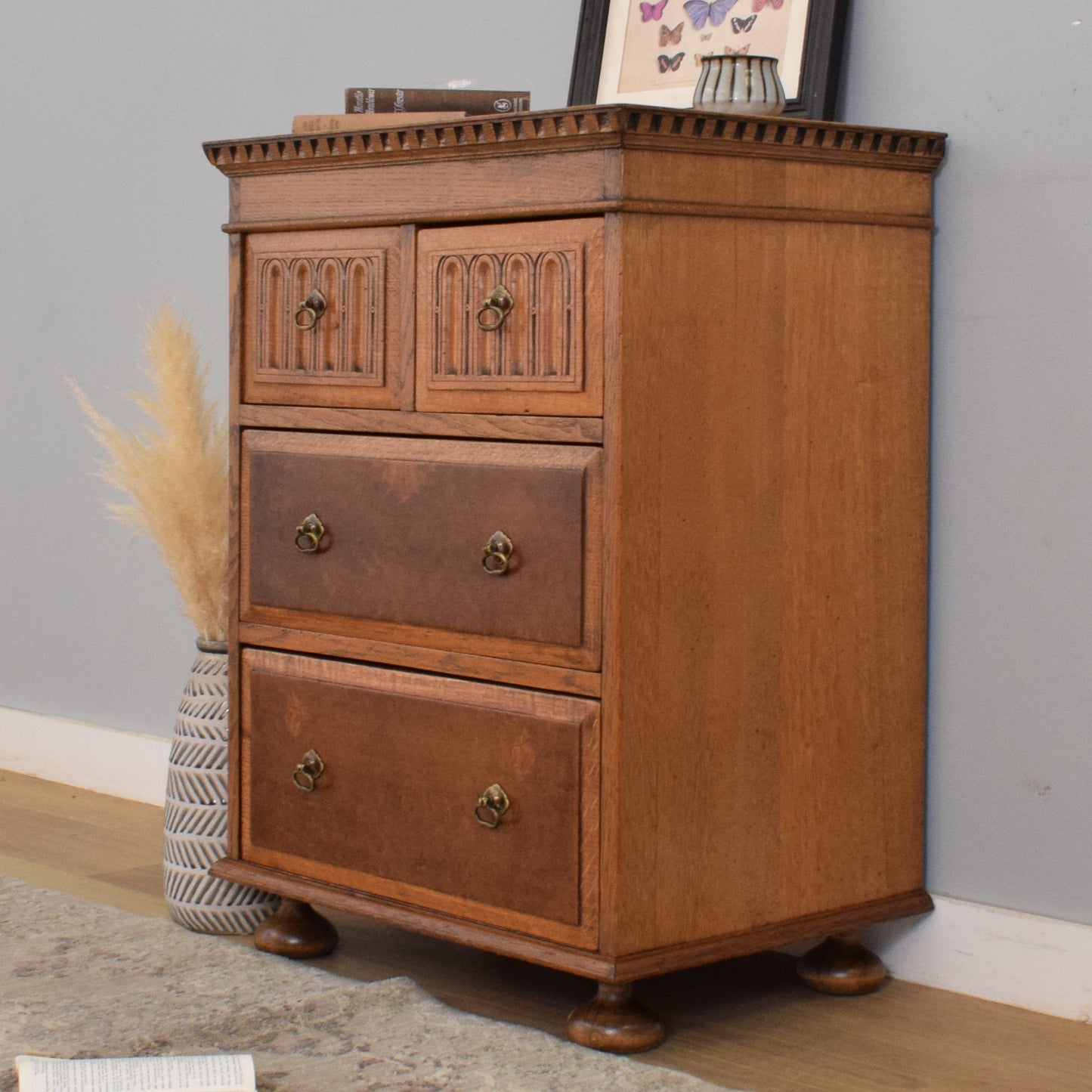 Refinished Oak and Walnut Chest of Drawers