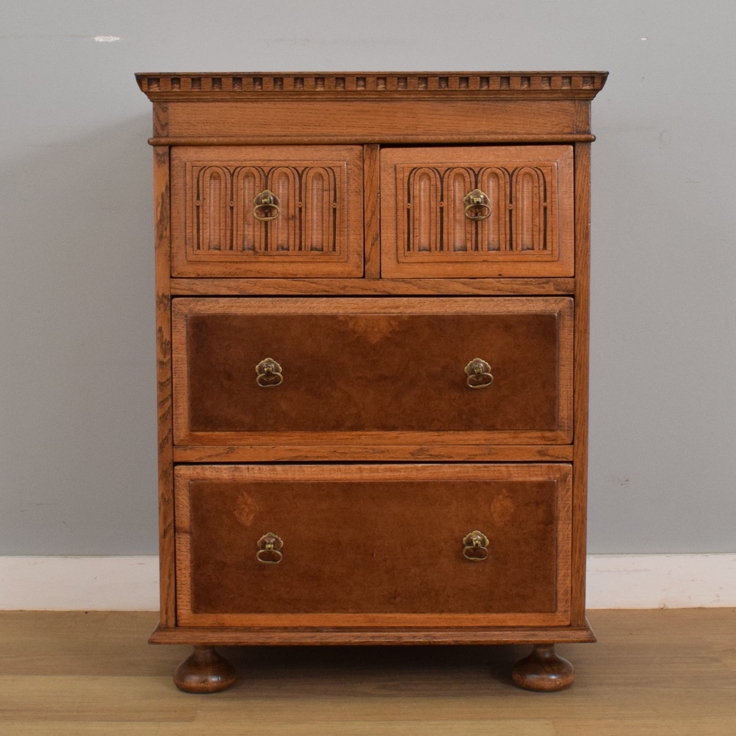 Refinished Oak and Walnut Chest of Drawers