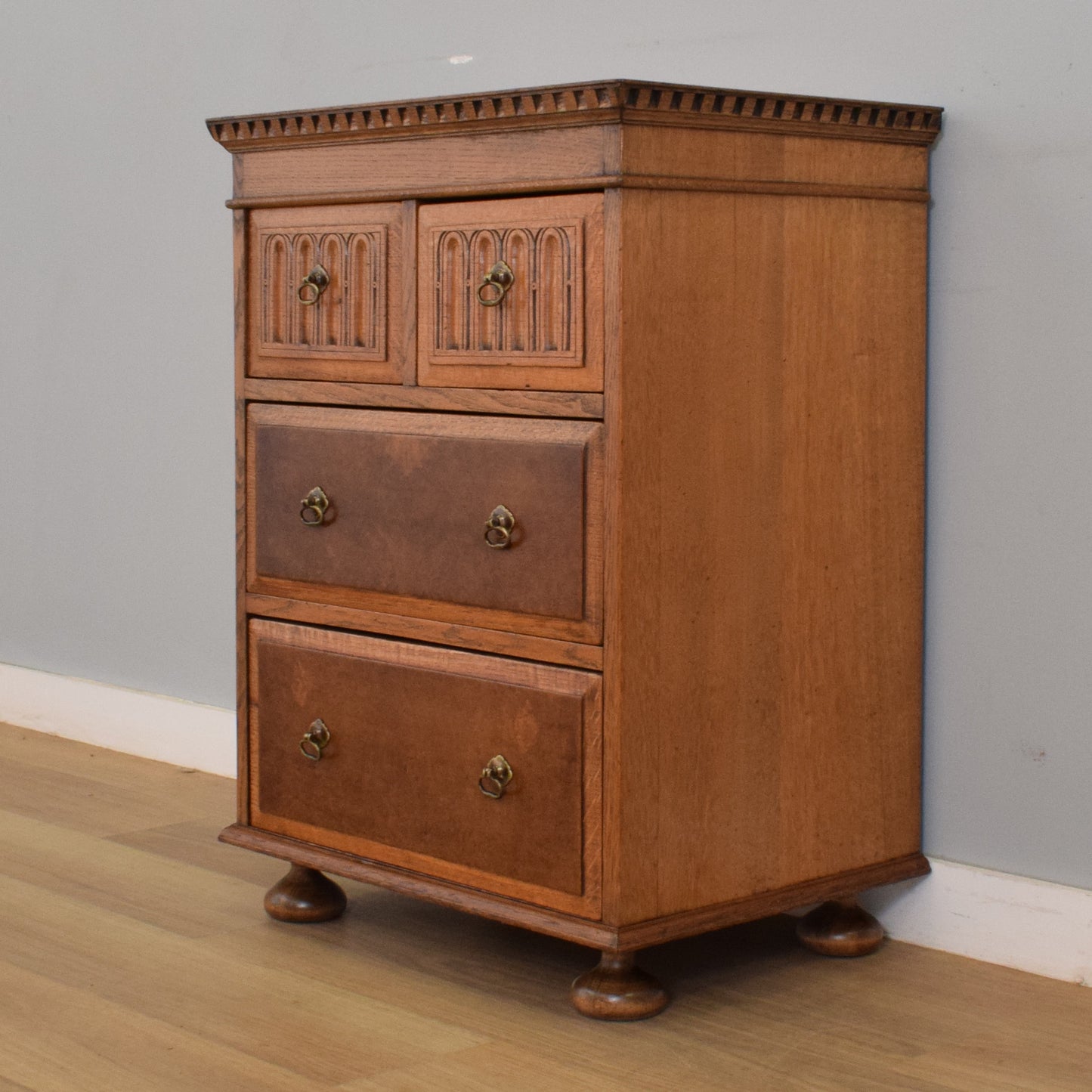 Refinished Oak and Walnut Chest of Drawers