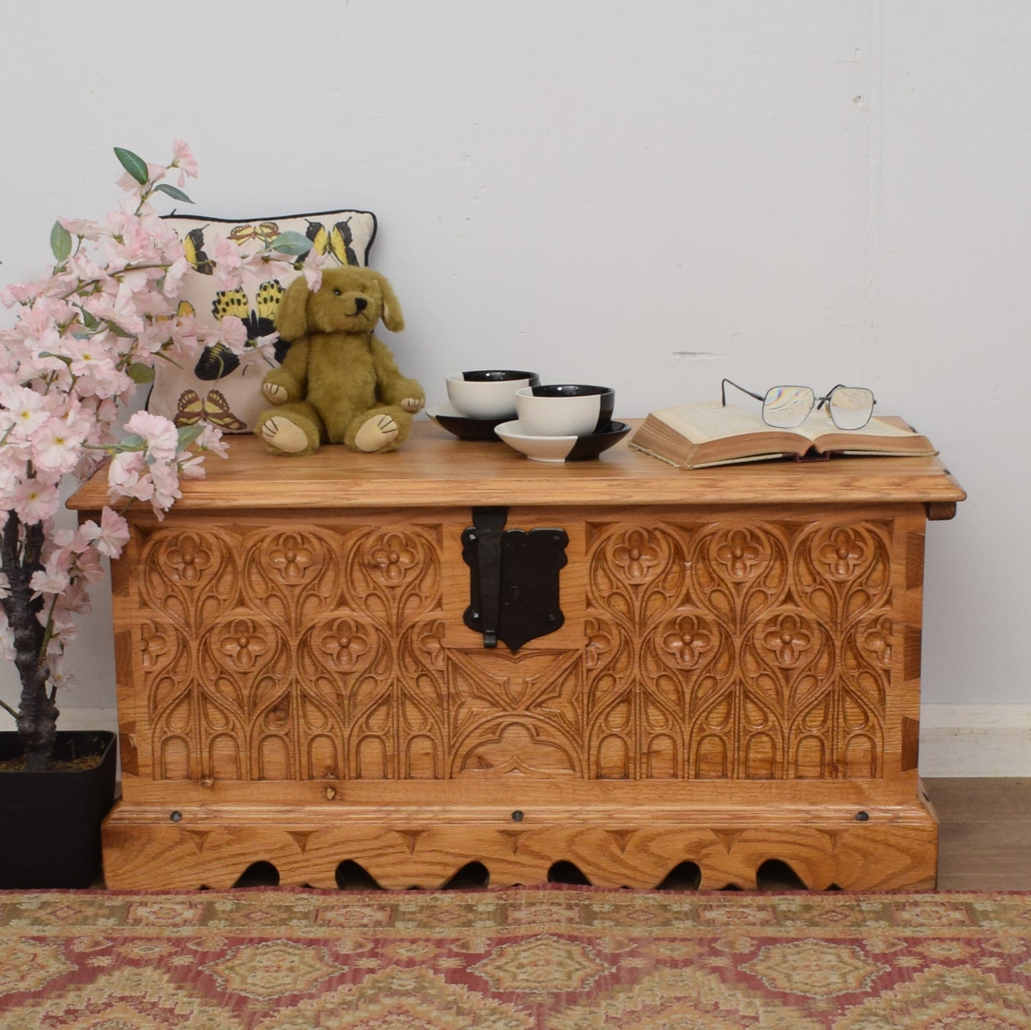 Carved Oak Blanket Box