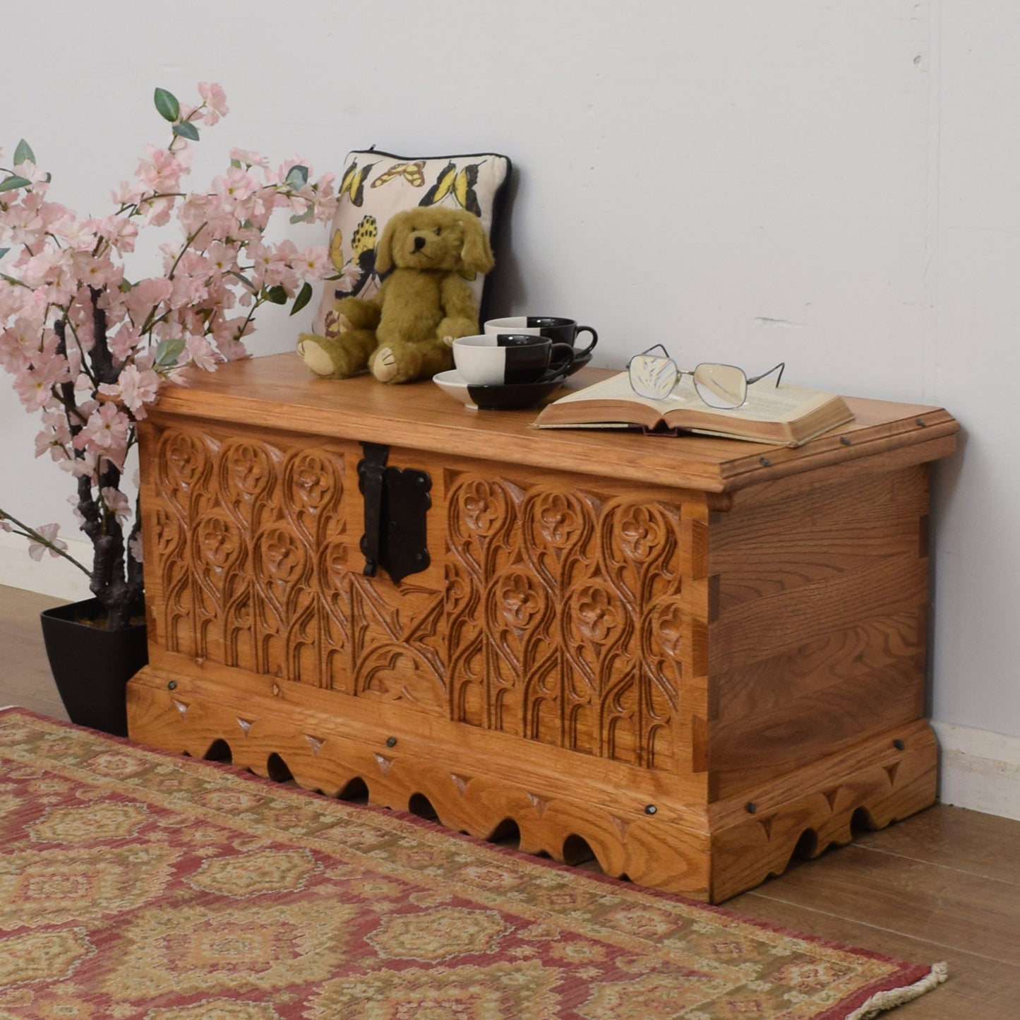 Carved Oak Blanket Box