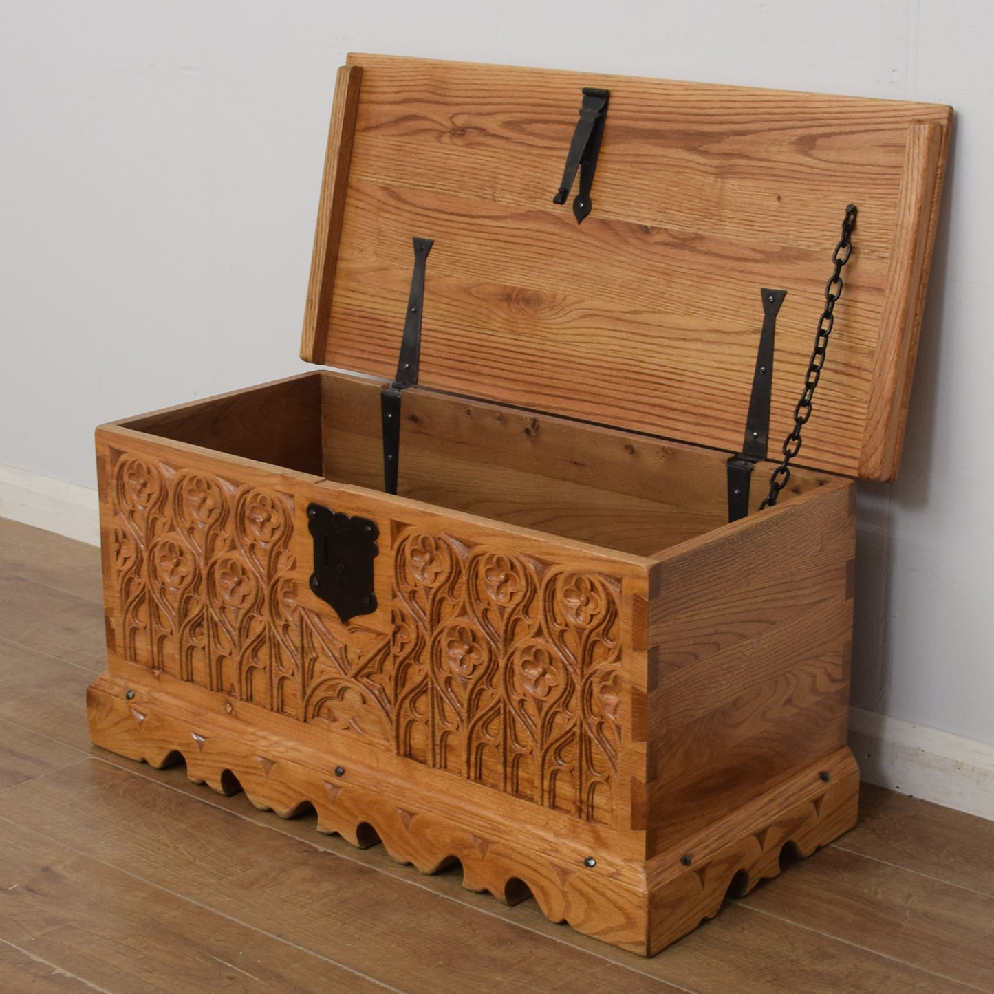 Carved Oak Blanket Box