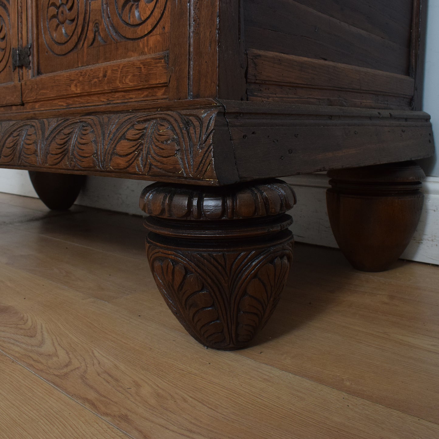 Antique Solid Carved Oak Secretaire