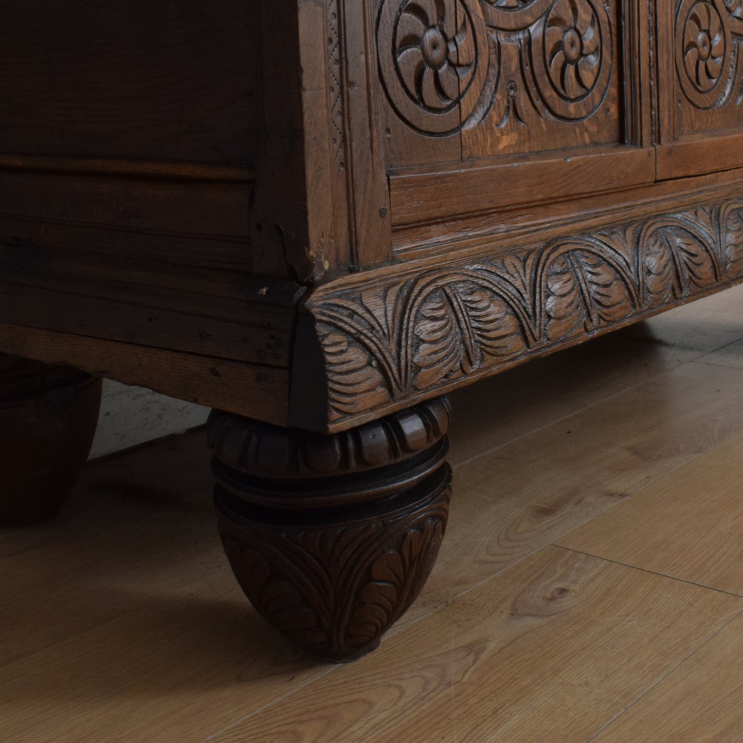 Antique Solid Carved Oak Secretaire
