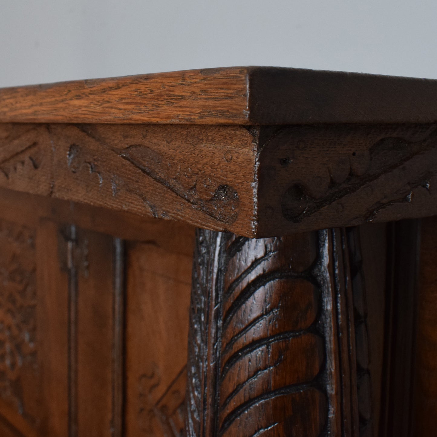 Antique Solid Carved Oak Secretaire