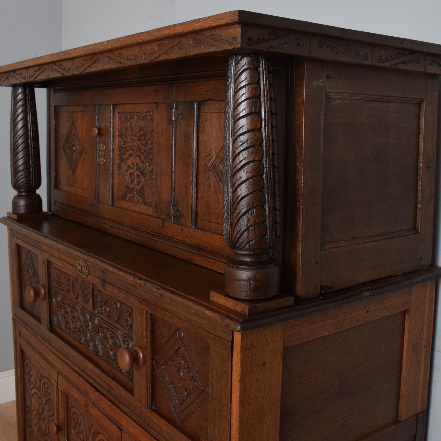 Antique Solid Oak Secretaire