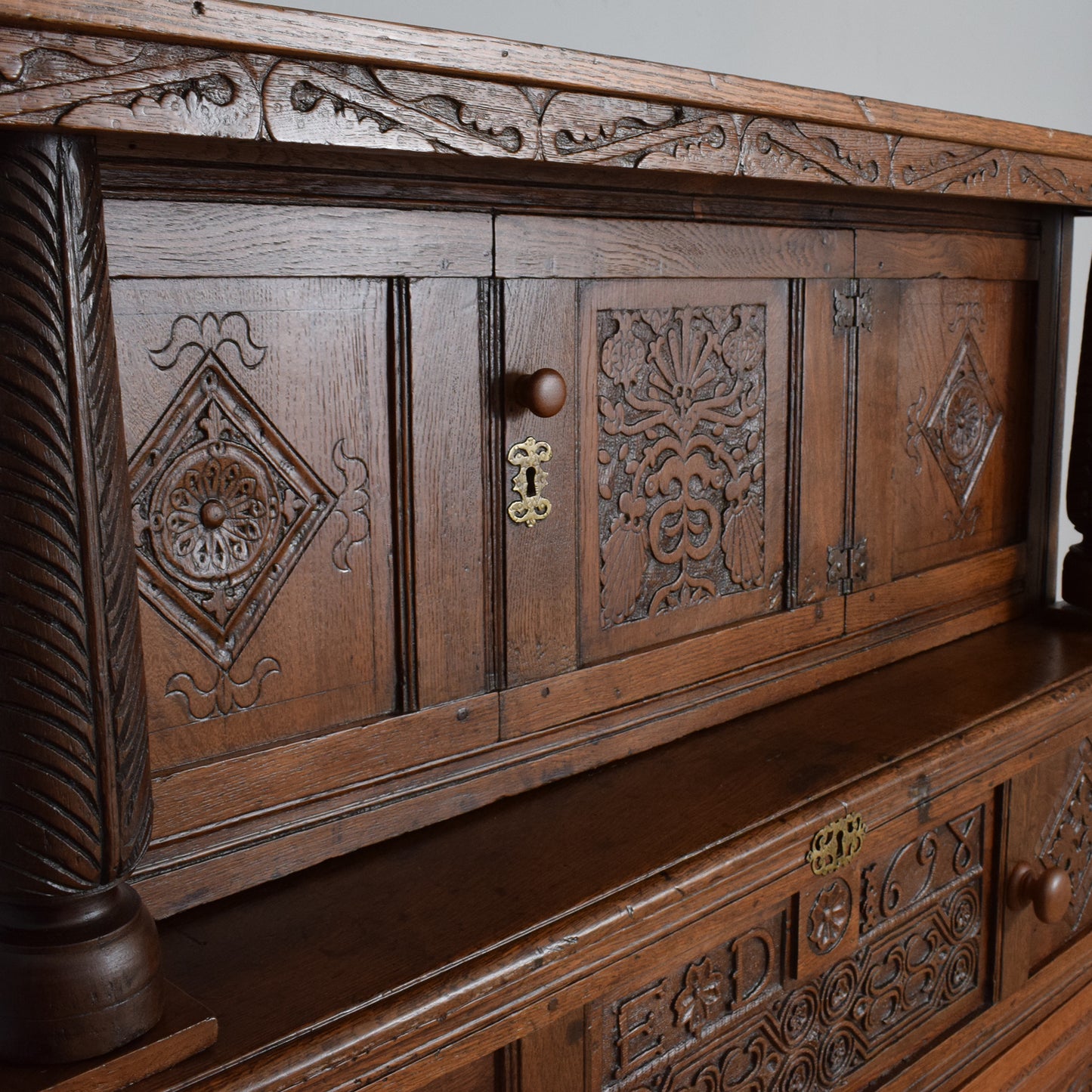 Antique Solid Oak Secretaire