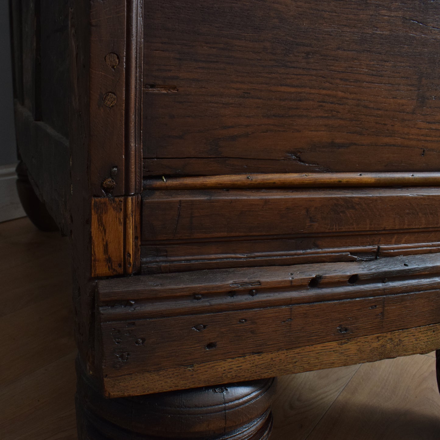 Antique Solid Carved Oak Secretaire