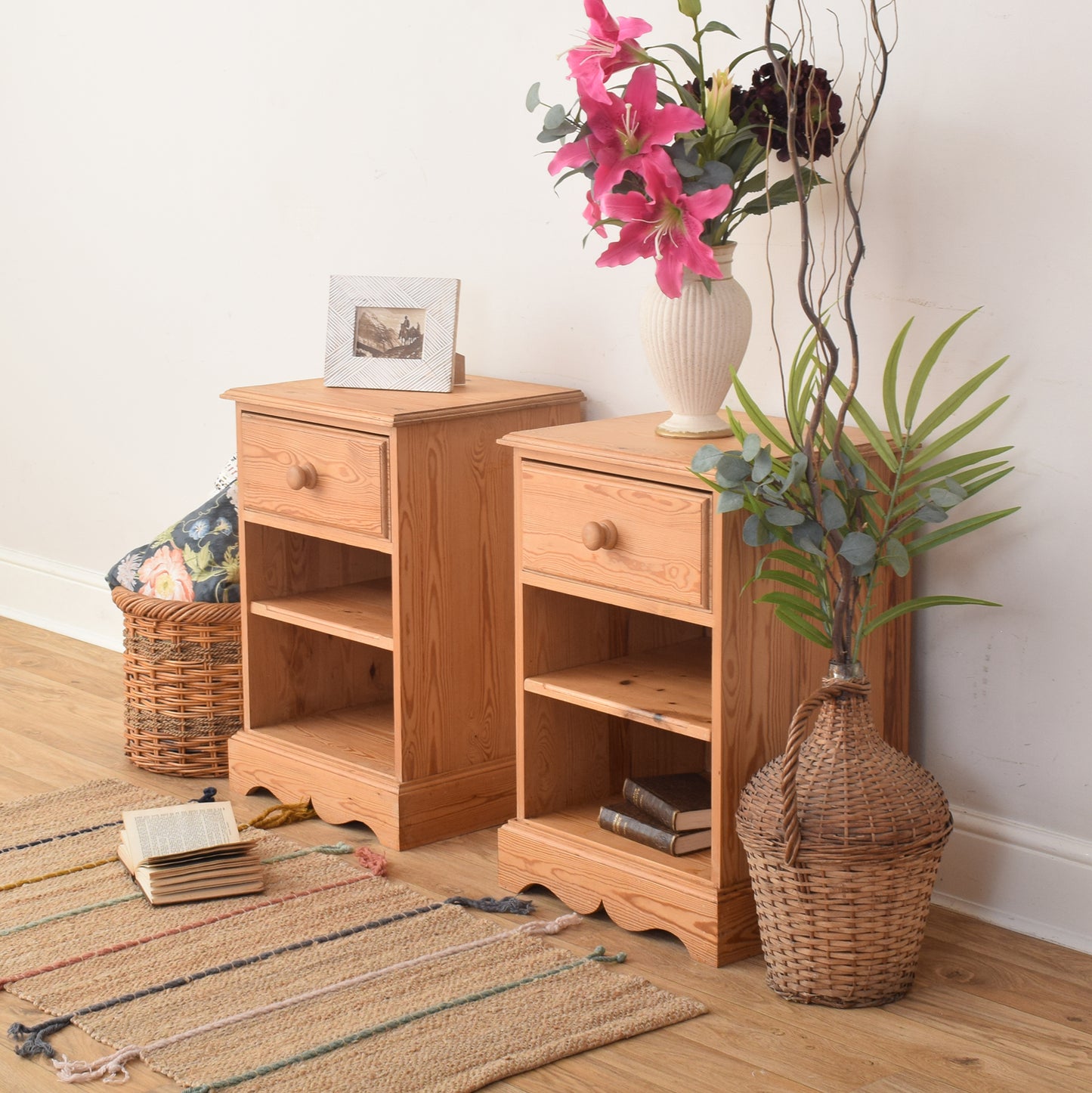 Pair Of Pine Bedsides