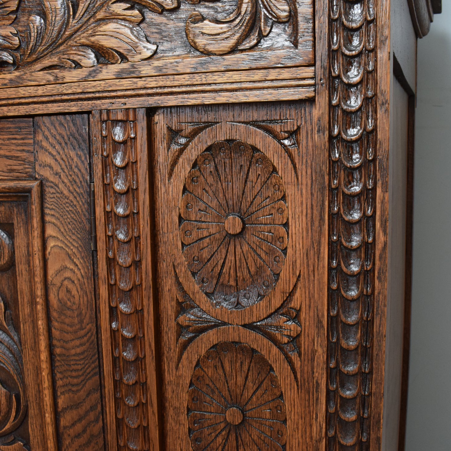 Antique Carved Green-Man Oak Dresser