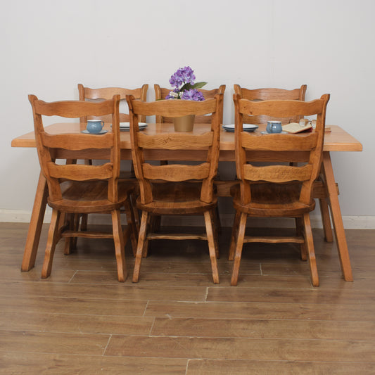 Solid Oak Table and Six Chairs